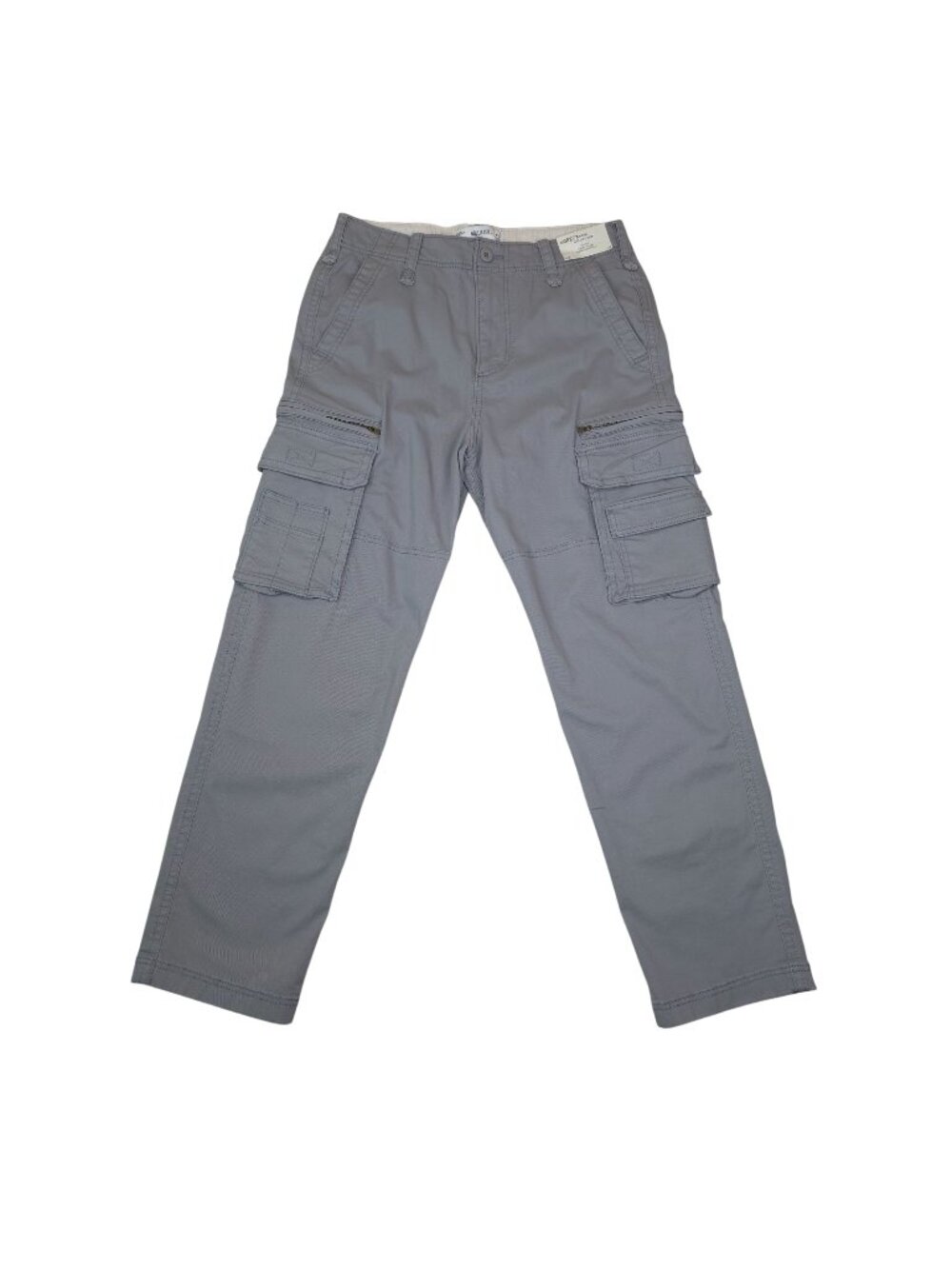 Hollister Mens Loose Fit Gray Cargo Pants W32 L32 Button Pockets Heavyweight